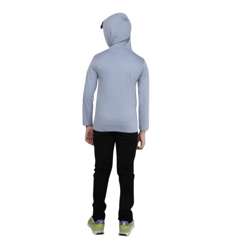 Alternative view of Boy's Cotton Printeded Hooded Neck Hoodies (Steel Blue)