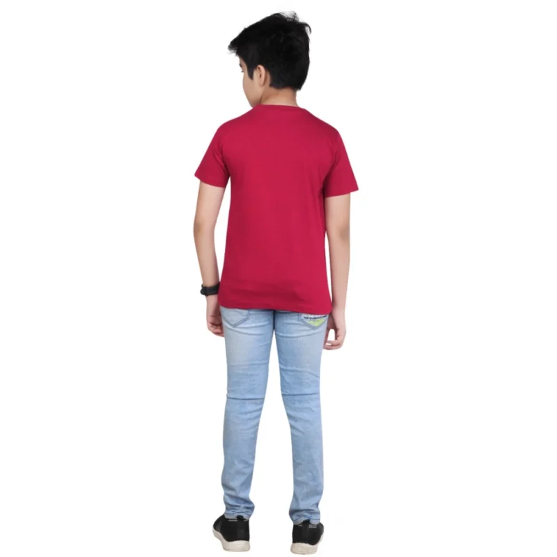 Alternative view of Boy's Cotton Grapic Printed Round Neck T-Shirt (Marron)