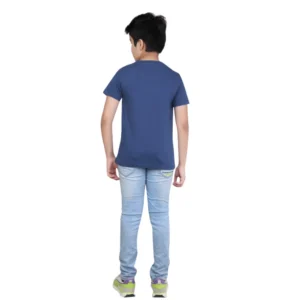 Alternative view of Boy's Cotton Grapic Printed Round Neck T-Shirt (Blue)