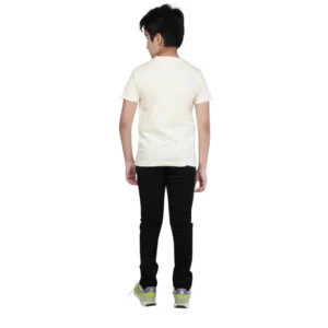 Alternative view of Boy's Cotton Grapic Printed Round Neck T-Shirt (Beige )