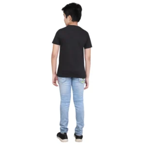 Alternative view of Boy's Cotton Grapic Printed Round Neck T-Shirt (Black)