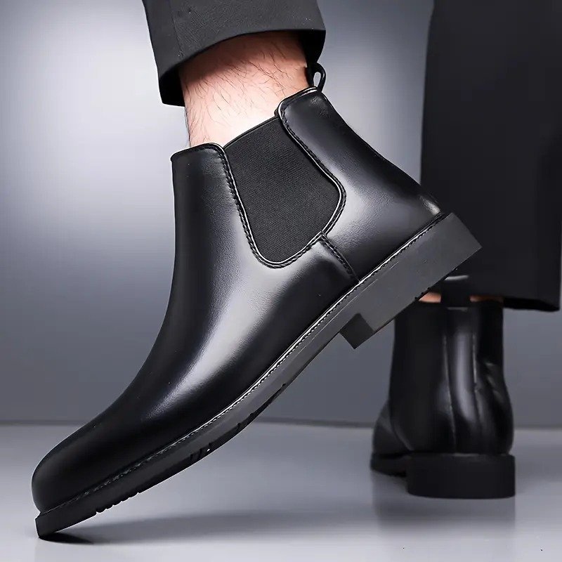 WUGO-Latest Stylish Men's Black Chelsea Boots | Faux Leather Slip-On Ankle Boots