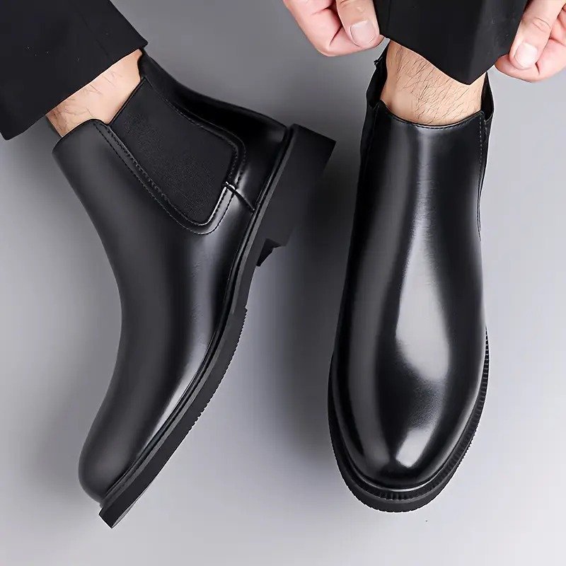 Alternative view of WUGO-Latest Stylish Men's Black Chelsea Boots | Faux Leather Slip-On Ankle Boots