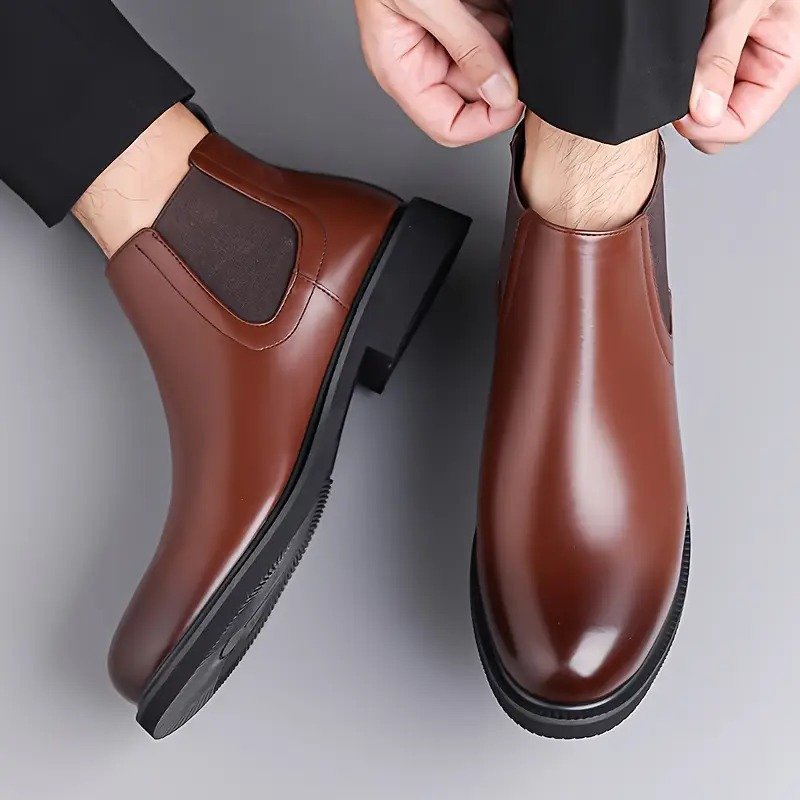 WUGO-Latest Stylish Men's Brown Chelsea Boots | Faux Leather Slip-On Ankle Boots
