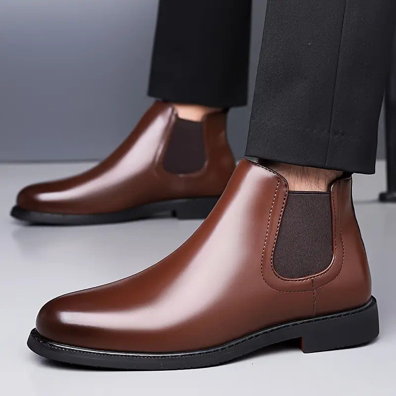 Alternative view of WUGO-Latest Stylish Men's Brown Chelsea Boots | Faux Leather Slip-On Ankle Boots