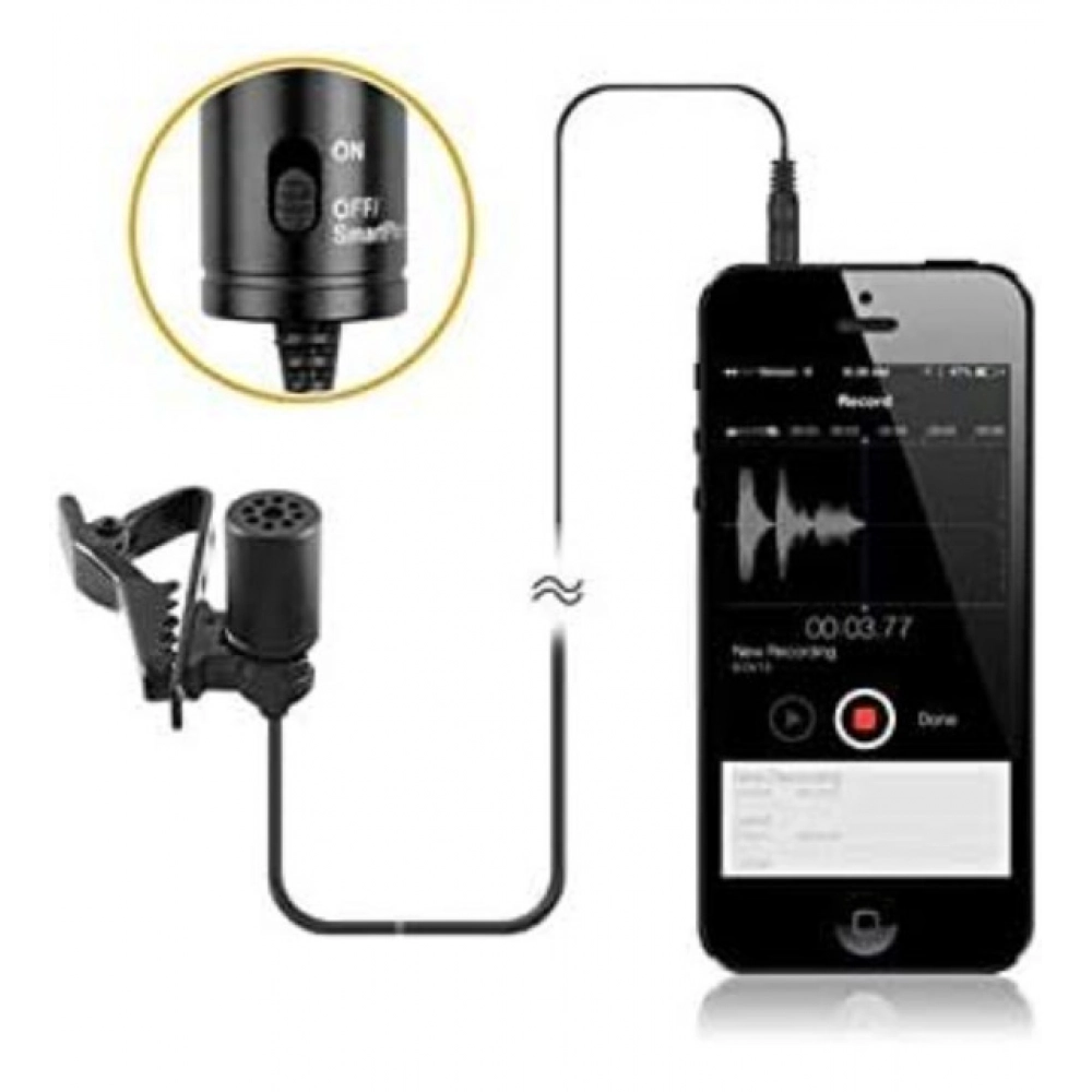 Plastic BOYA BY-M1 Lavalier Condenser Microphone with 20ft Audio Cable - Image 2