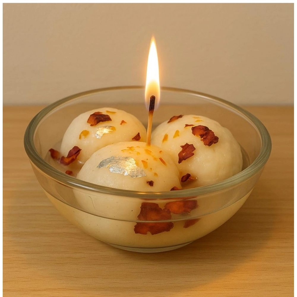 Soya Wax, Glass Rasgulla-Style Glass Bowl Candle