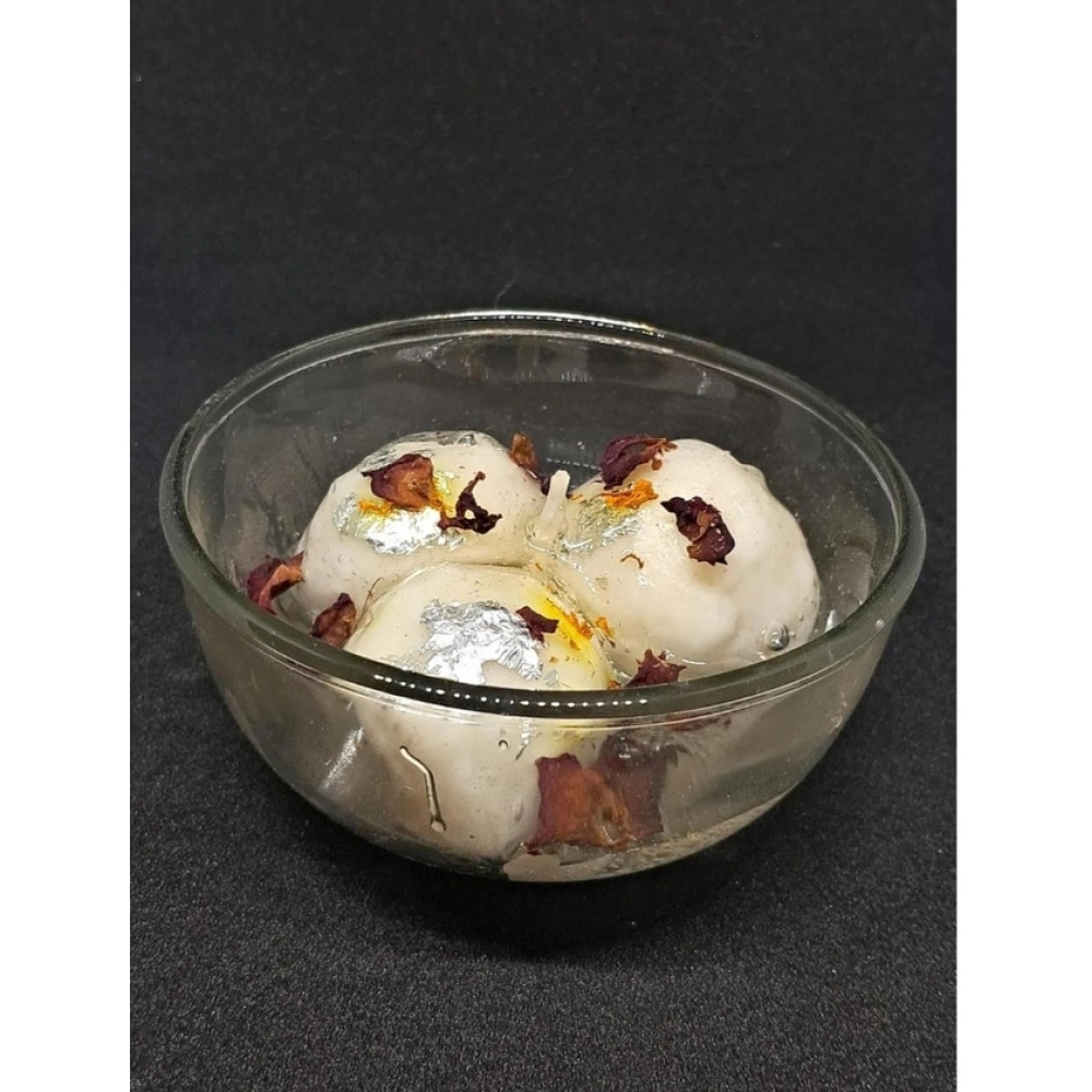 Soya Wax, Glass Rasgulla-Style Glass Bowl Candle - Image 2