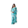 Women's Georgette Printed Saree With Unstitched Blouse 5.5Mtr聽(Aqua_Blue)