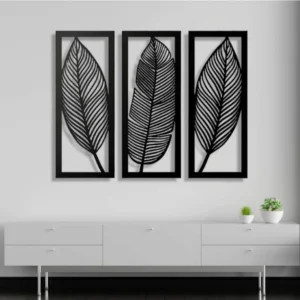 Wooden 3 Pieces Leaf Wall Art Panel Frame for Home Decor