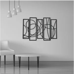 Alternative view of Wooden 5-Piece Wall Art Panel Frame – Elegant Black Abstract Design