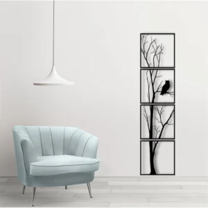Alternative view of 7 Decore Unique Vertical Tree Wall Art – 4 Piece Wooden Panel Set (Black)