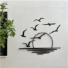 Seagulls at Sunrise Coastal Wooden Wall Decor – Black