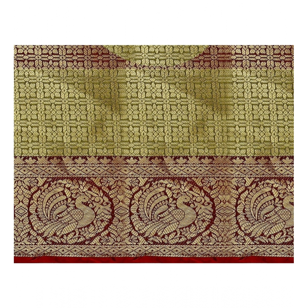 Women's Jacquard Woven Saree With Unstitched Blouse 5.5Mtr (Multicolor) - Image 2