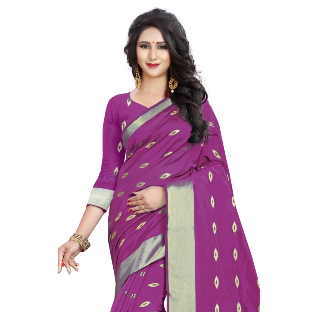 Women's Silk Blend Woven Saree With Unstitched Blouse 5.5Mtr (Pink) - Image 2