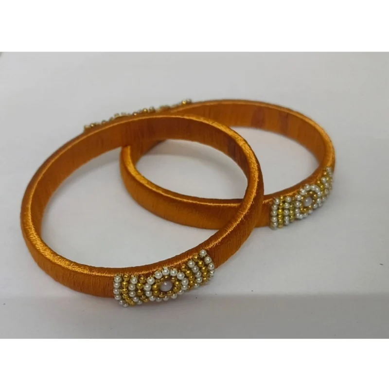 Alternative view of Women's Plastic Silk Thread Bangles (Light Brown, Size: 2.1)