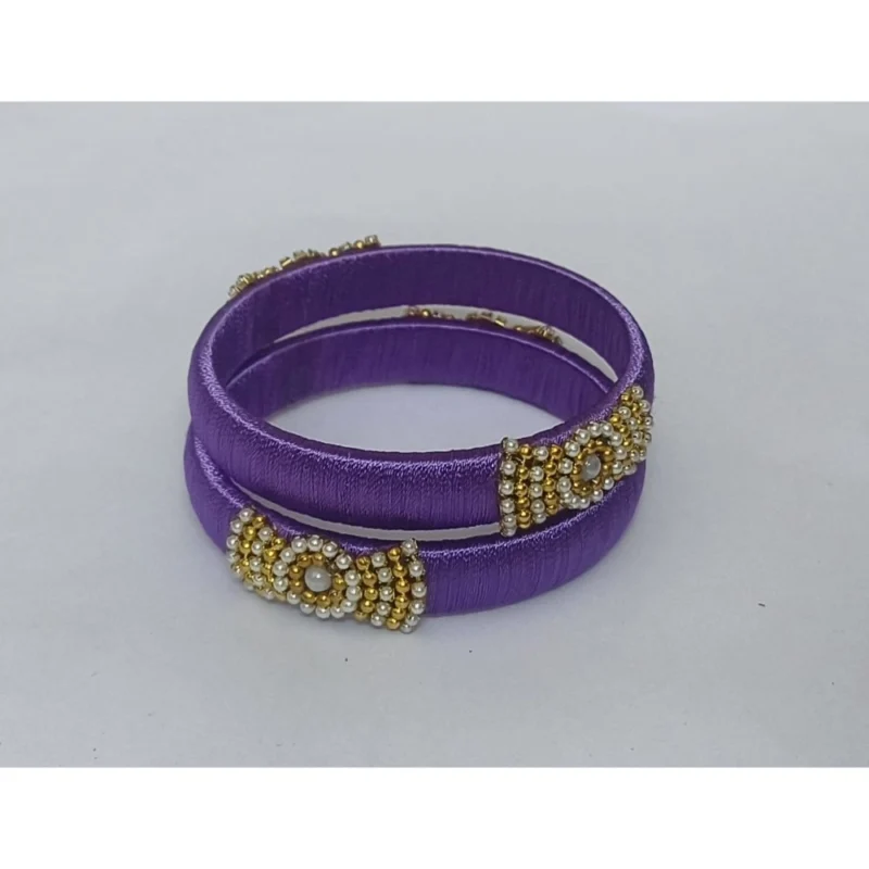 Alternative view of Women's Plastic Silk Thread Bangles (Light Violet, Size: 2.4)