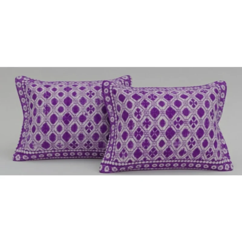 Alternative view of Fleece Geometric Double Polar Warm Bedsheet with 2 Pillow Cover (Purple)