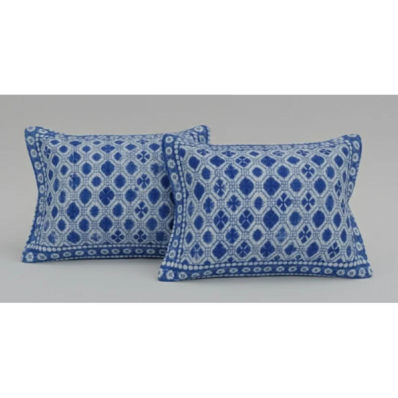 Alternative view of Fleece Geometric Double Polar Warm Bedsheet with 2 Pillow Cover (Blue)