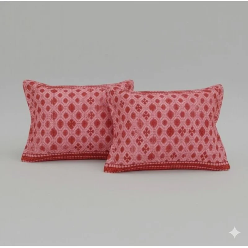 Alternative view of Fleece Geometric Double Polar Warm Bedsheet with 2 Pillow Cover (Red)