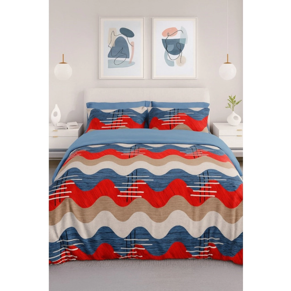 Microfiber Floral Printed Double Bedsheet with 2 Pillow Covers (Multicolor)