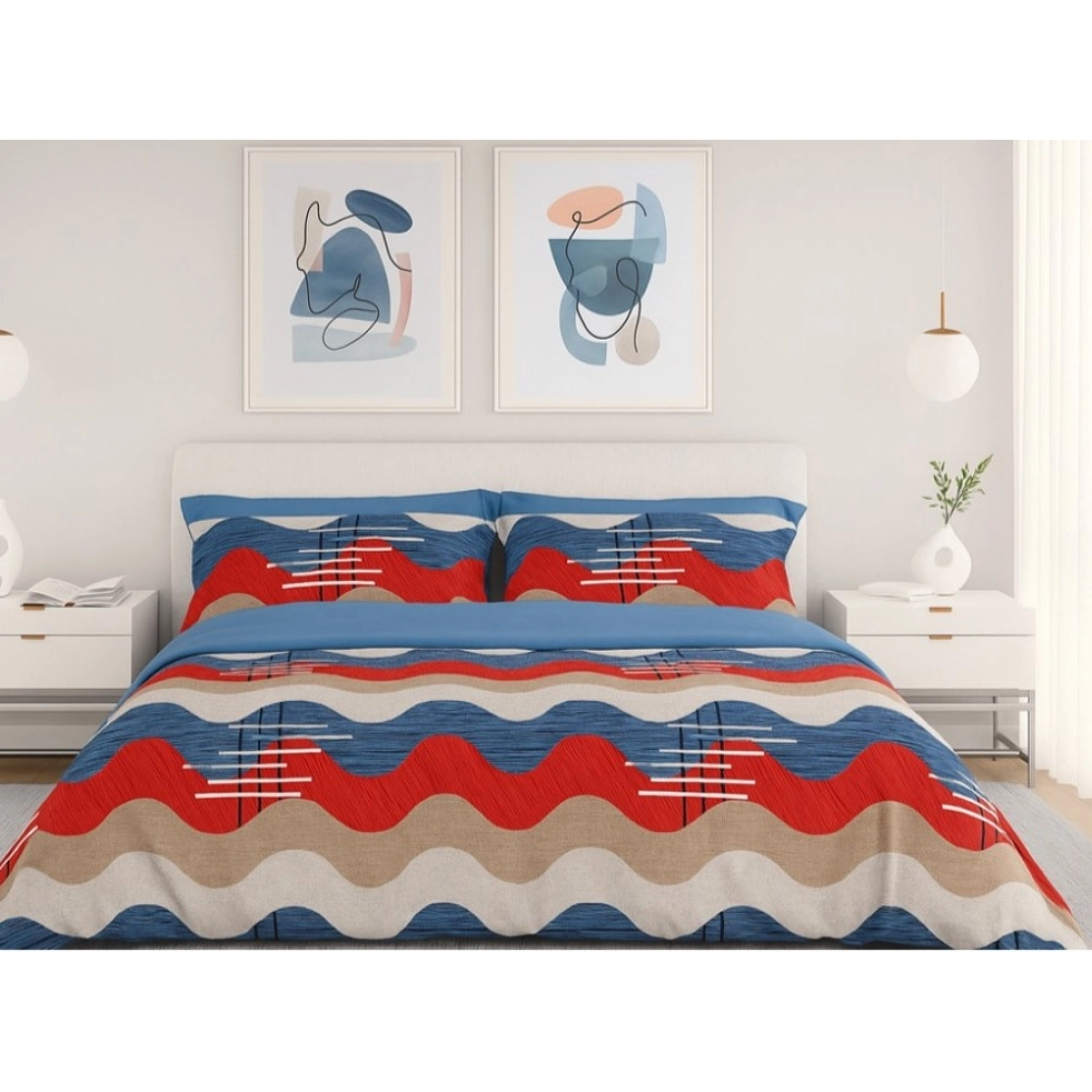 Microfiber Floral Printed Double Bedsheet with 2 Pillow Covers (Multicolor) - Image 3