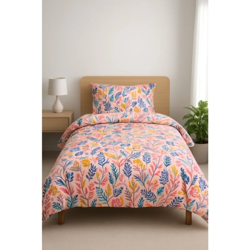 Microfiber Floral Printed Single Bedsheet with 1 Pillow Cover (Multicolor)