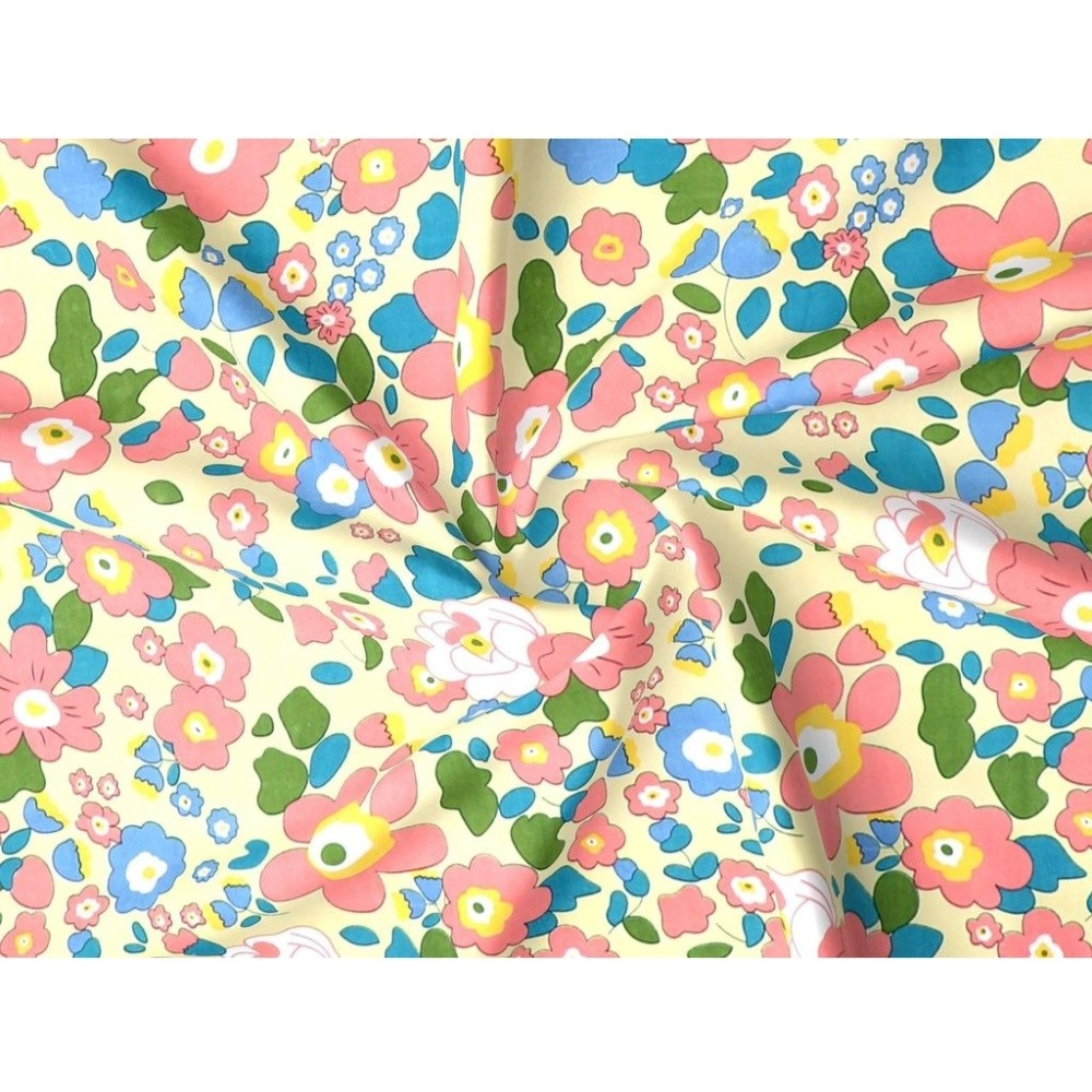 Cotton Blend Floral Printed Single Bedsheet with 1 Pillow Cover (Yellow) - Image 2