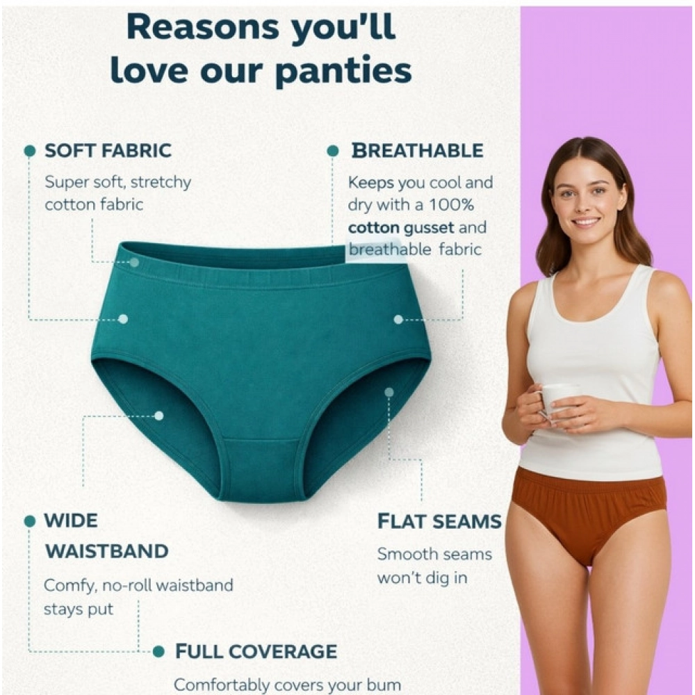 Pack of_3 Women's Cotton Solid Hipster Panty (Multicolor) - Image 5