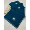Women's Chiffon Butti Dotted Saree With Unstitched Blouse 5.5Mtr (Blue)