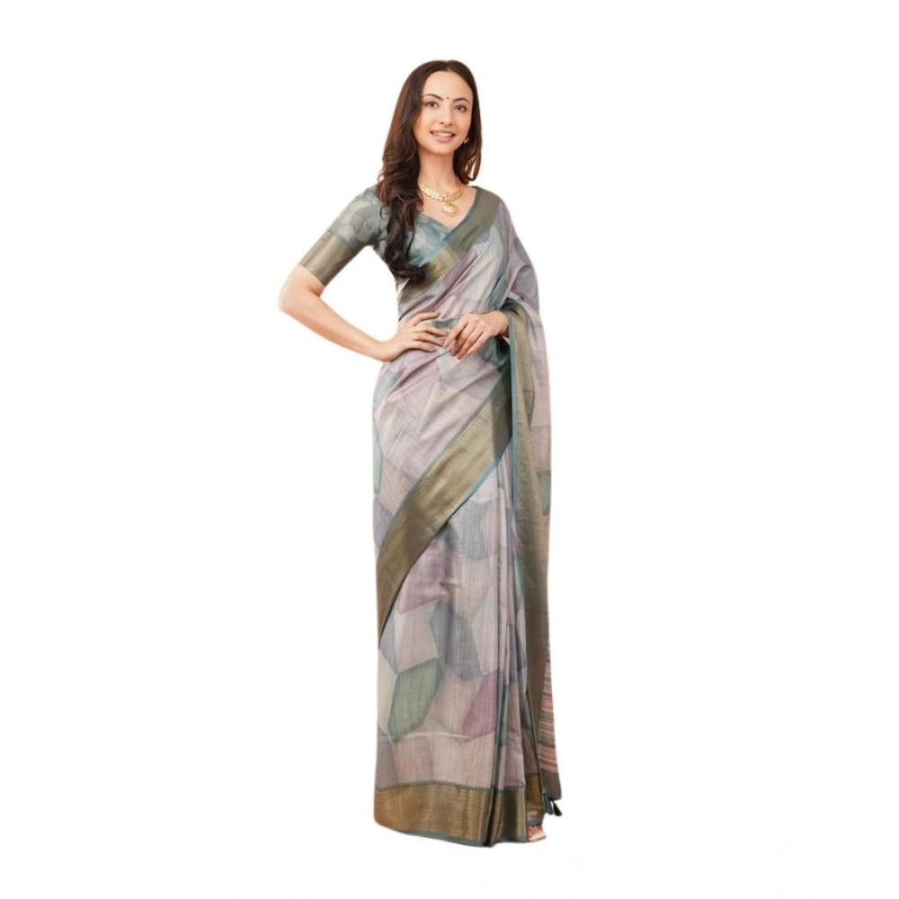 Women's Polyester Printed Saree With Unstitched Blouse 5.5 Mtr?(Multicolor)