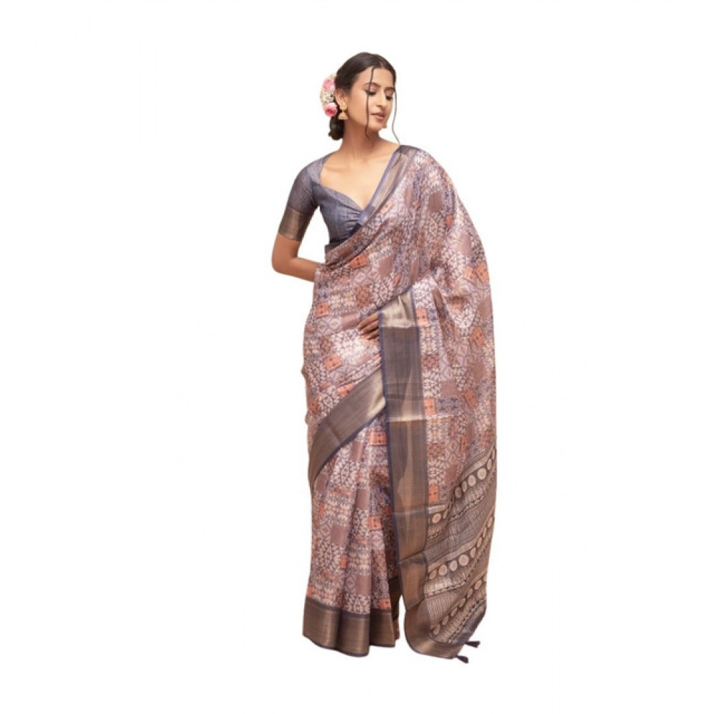Women's Polyester Printed Saree With Unstitched Blouse 5.5 Mtr?(Multicolor)