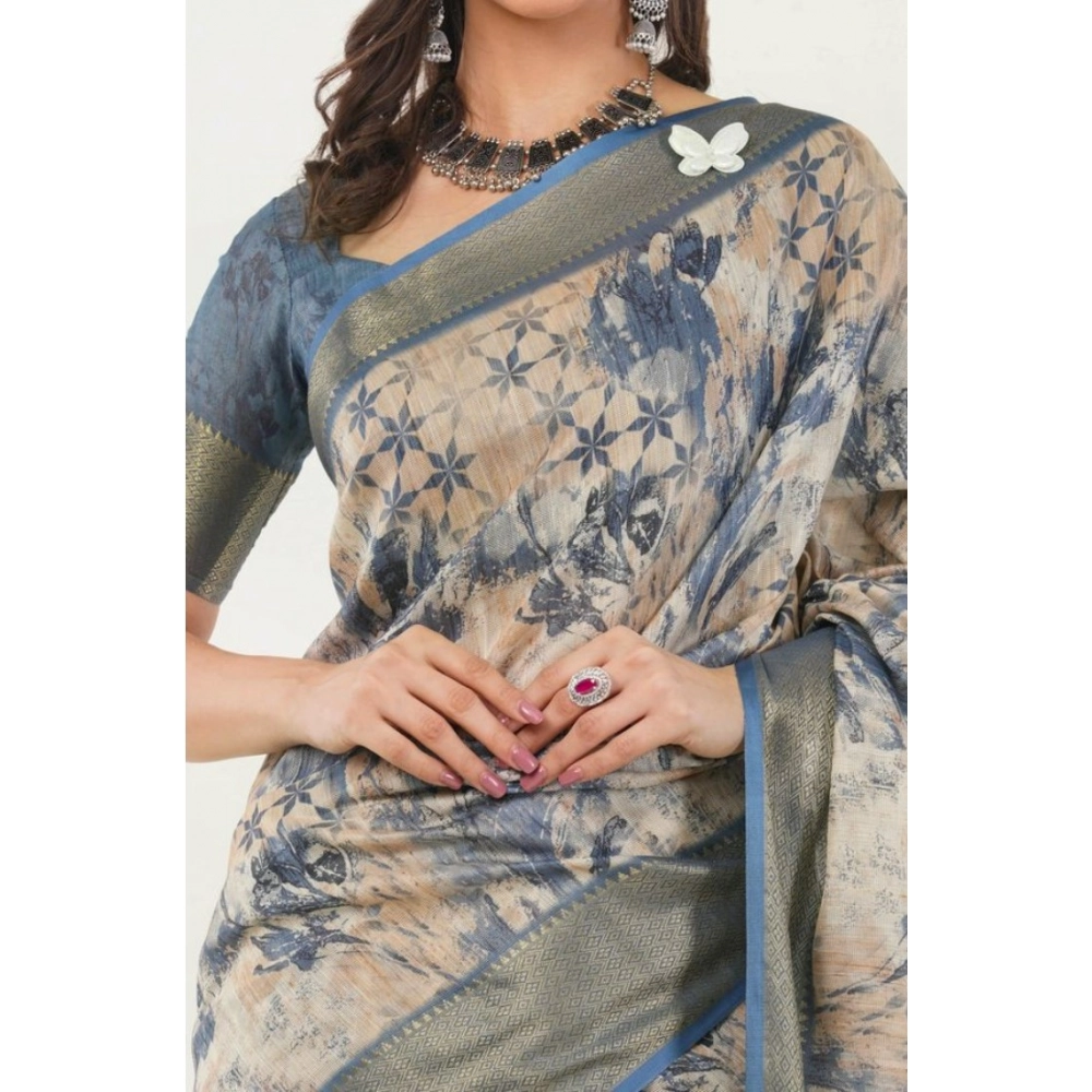 Women's Polyester Printed Saree With Unstitched Blouse 5.5 Mtr?(Multicolor) - Image 2