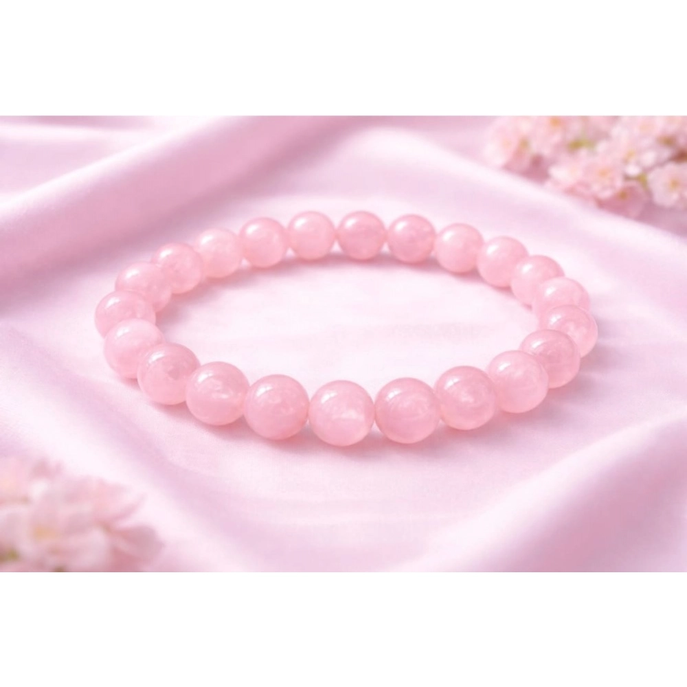 Natural Crystal 8mm Rose Quartz Bracelet (Light Pink) - Image 2