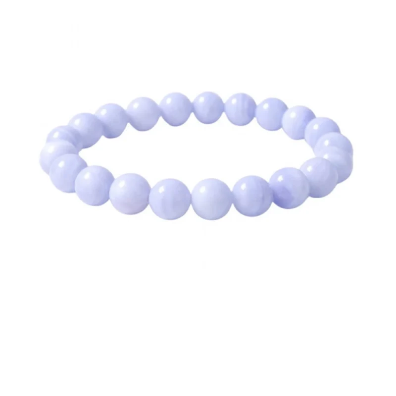 Natural Crystal 8mm Bluelace Agate Bracelet (Light Blue)