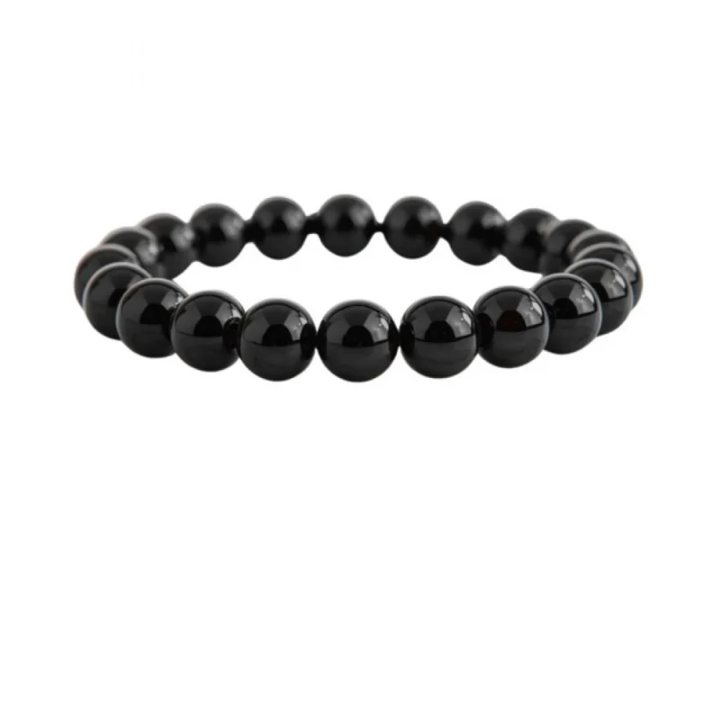 Natural Crystal 8mm Black Obsidian Bracelet (Black)