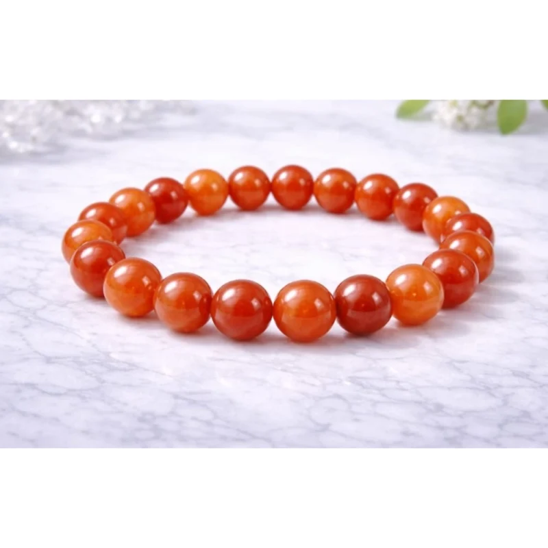 Alternative view of Natural Crystal 8mm Carnelian Bracelet (Red)