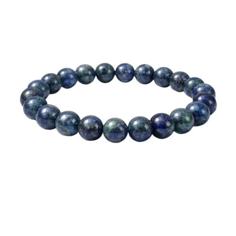 Natural Crystal 8mm Azurite Bracelet  (Dark Green)