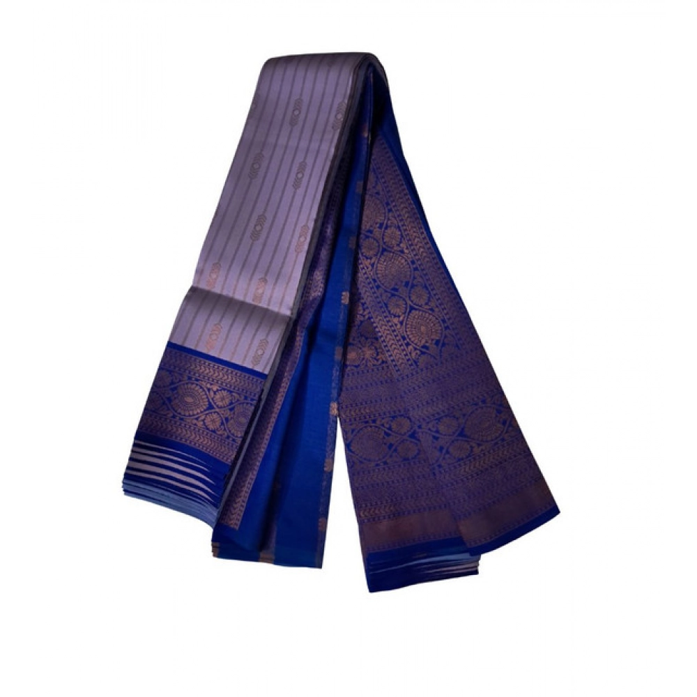 Women's Soft Silk Wooven Saree With Unstitched Blouse 5.5Mtr (Dark Lavender)