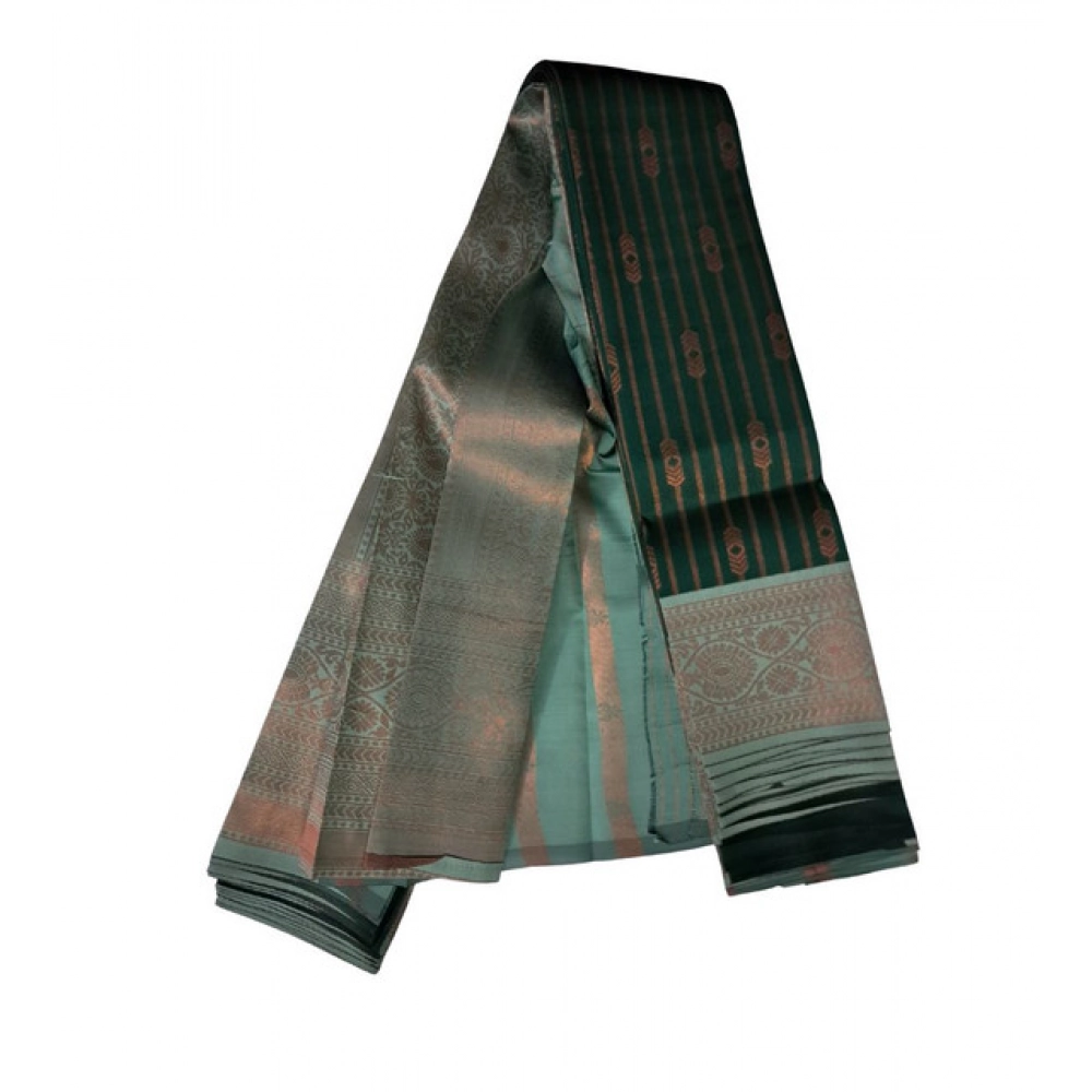 Women's Soft Silk Wooven Saree With Unstitched Blouse 5.5Mtr (Green)