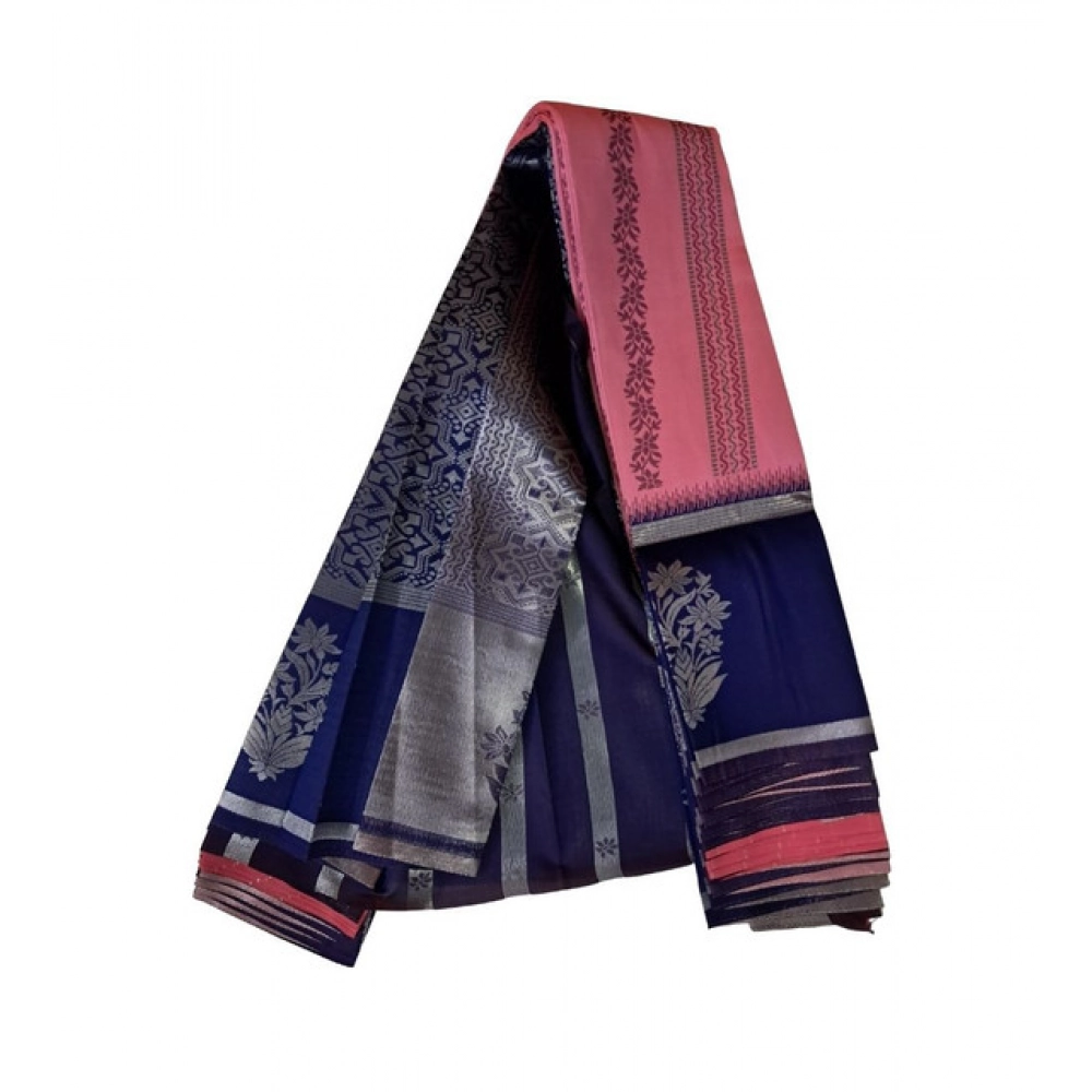 Women's Soft Silk Wooven Saree With Unstitched Blouse 5.5Mtr (Pink)