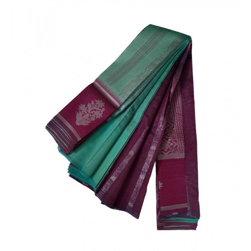 Women's Soft Silk Wooven Saree With Unstitched Blouse 5.5Mtr (Dark Pista)