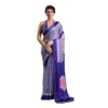 Women's Satin Crepe Printed Saree With Unstitched Blouse 5.5Mtr (Purple)