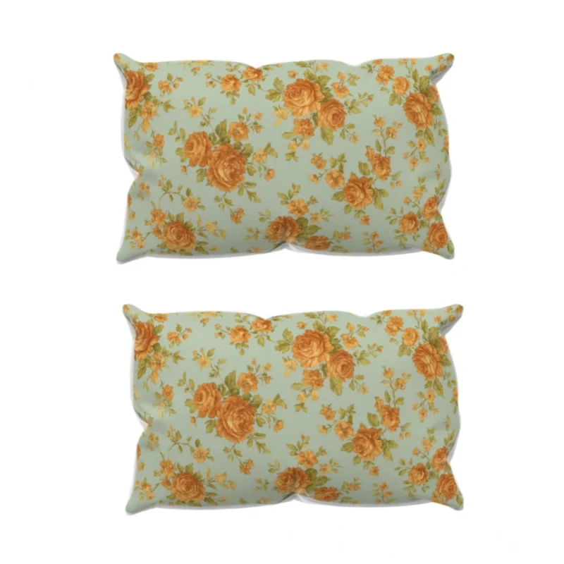 Alternative view of Microfiber Floral Printed Double Bedsheet with 2 Pillow Covers (Beige)