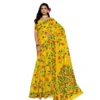 Women's Georgette Printed Saree With Unstitched Blouse 5.5Mtr (Yellow)