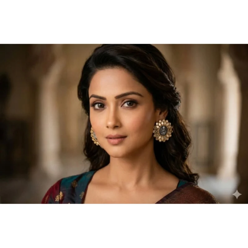 Women's Pack Of 2 Zinc Alloy Gold Plated Stud Earrings (Multicolor)