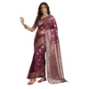 Women's Silk Blend Printed Saree With Unstitched Blouse 5.5Mtr (Purple)
