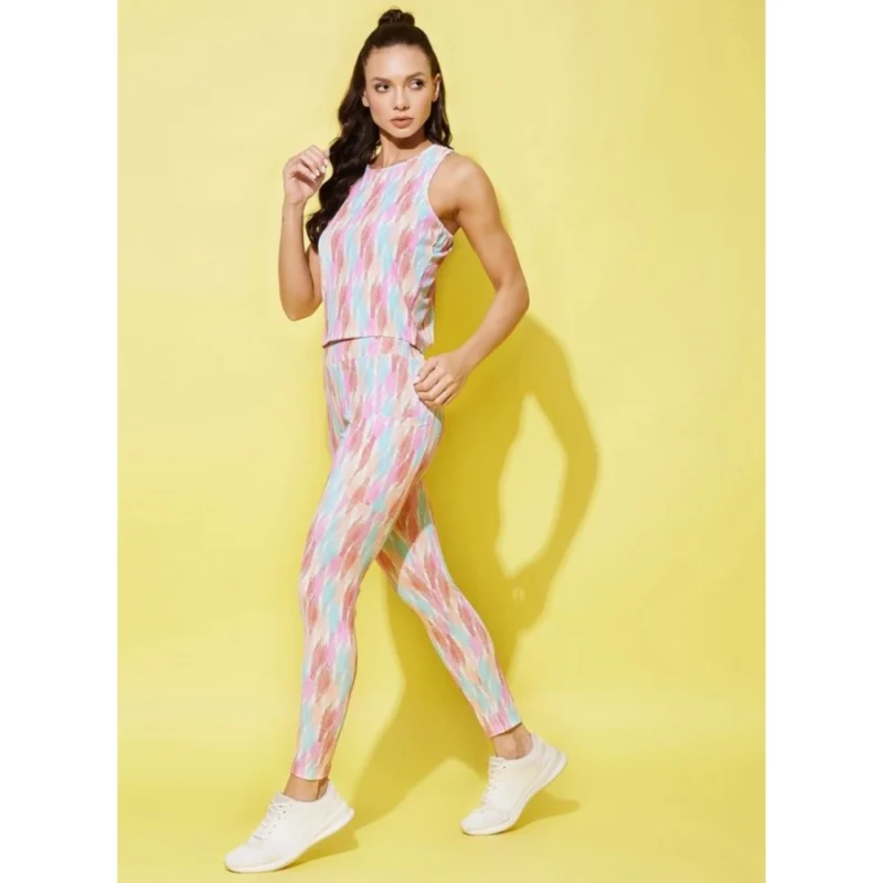 Alternative view of Women's Polyester Lycra Printed Sleeveless Active Wear (Multicolor)