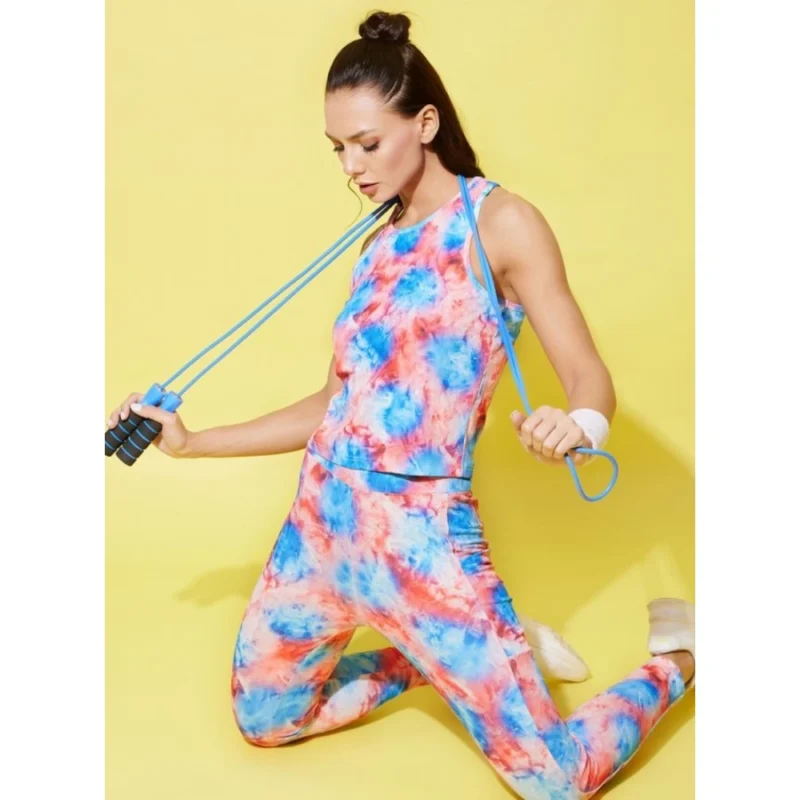 Alternative view of Women's Polyester Lycra Printed Sleeveless Active Wear (Multicolor)