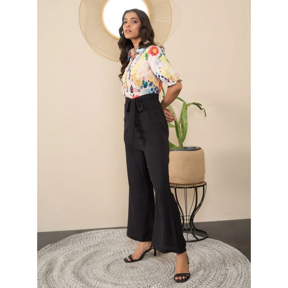 Women's Polyester Floral Half Sleeves Jumpsuit (Multicolor) - Image 5